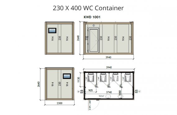 KW4 230X400 WC kontajner
