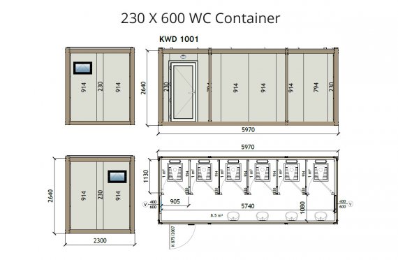 KW6 230X600 Wc kontajner
