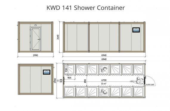 KWD 141 Sprchový kontajner