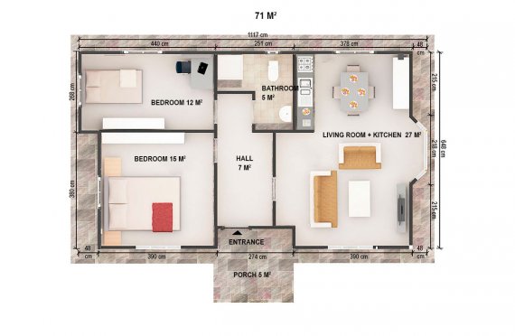 Prefabrikovaný dom 71 m²